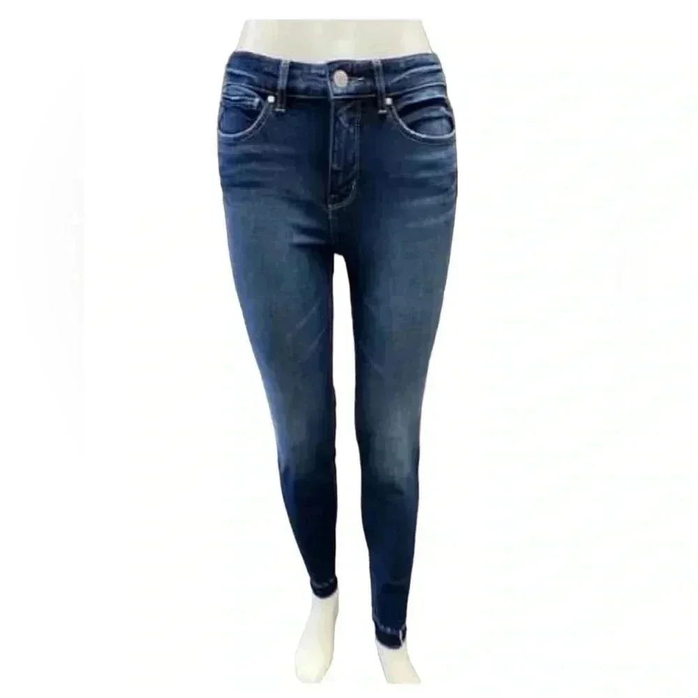 Bootlegger Skinny Fit Raw Hem  Dark Wash Jeans Size 27